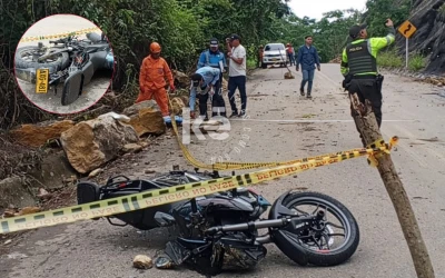 Deslizamiento mortal en Santander: roca acaba con la vida de un motociclista en la vía a San Vicente de Chucurí