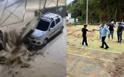 Retiran cerramiento de muro de cancha de Zapamanga V que colapsó por las lluvias