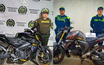 Recuperan dos motos robadas, usadas para cometer crímenes en Girón