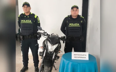 Recuperan en Rionegro una motocicleta robada en Bucaramanga