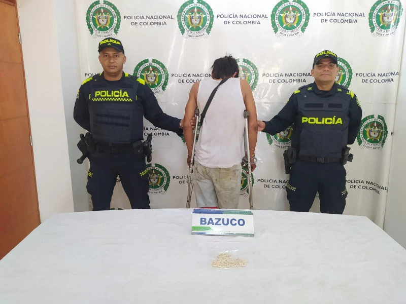 Capturan a hombre en muletas con estupefacientes en el barrio San Alonso de Bucaramanga