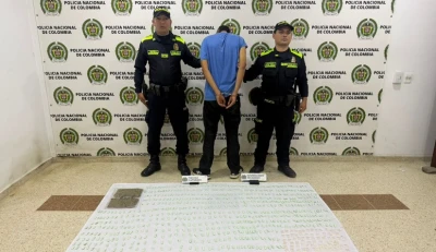Capturan a un hombre con más de mil 300 dosis de bazuco en Floridablanca