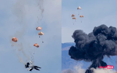 Pánico en pleno show aéreo: dos aviones militares chocaron en Estados Unidos