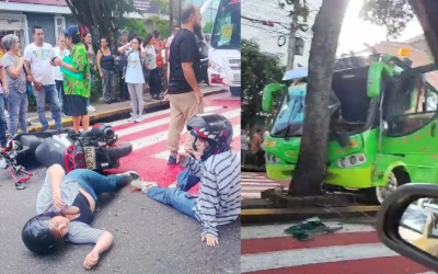Bus terminó contra un árbol tras accidente en Sotomayor: hay dos heridos