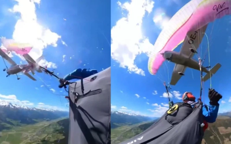 Video: Avioneta 'arrolló' a un parapentista en el cielo