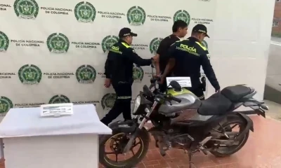 Cayó joven que circulaba en moto robada en Floridablanca