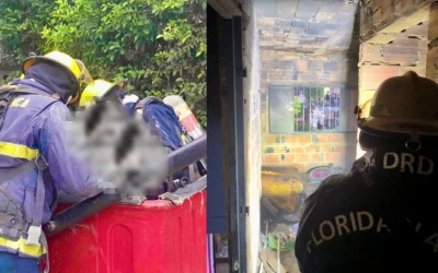 Dramático rescate: Varias personas quedaron atrapadas en un cuarto piso por un incendio en Girón