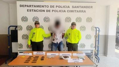 Cayó alias “Tatán” con 100 cartuchos de fusil y más de medio kilo de marihuana en Santander