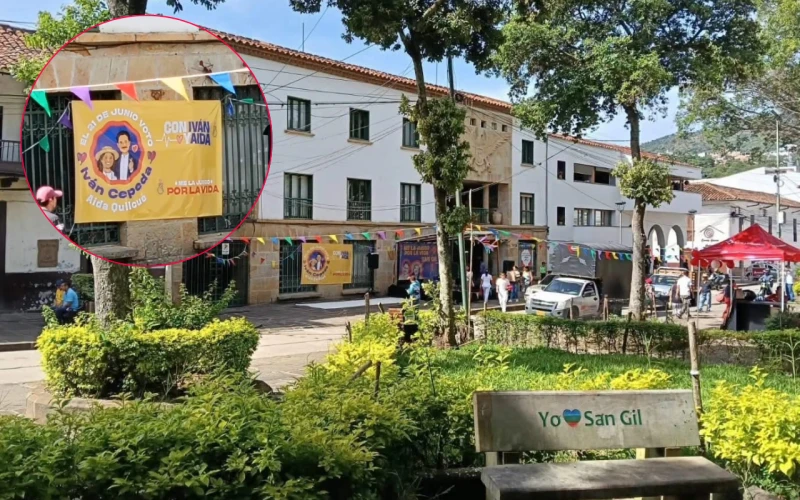 Polémica en San Gil por propaganda política instalada en la fachada de la Alcaldía.