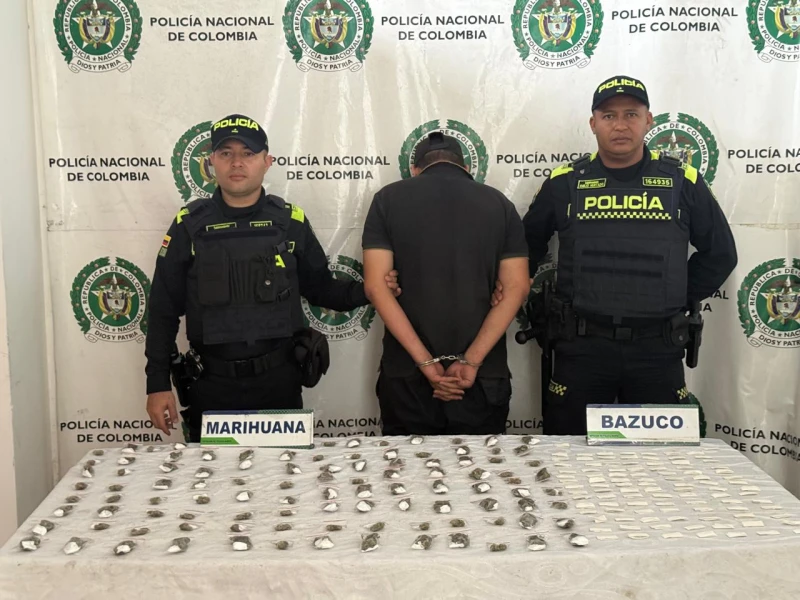 Capturan a un hombre con más de 200 dosis de estupefacientes en Bucaramanga
