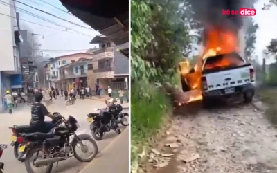 Clan del Golfo desata caos en Segovia con bloqueos, incendios y ataques a la Fuerza Pública