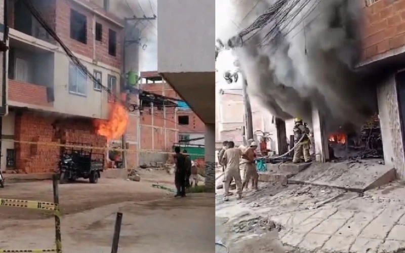 Explosiones y fuego sembraron el pánico en ferretería en Piedecuesta