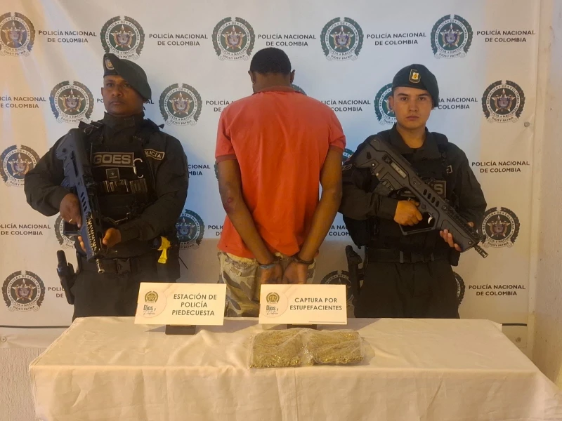 Cayó con un kilo de marihuana cuando intentaba huir de la Policía en Piedecuesta