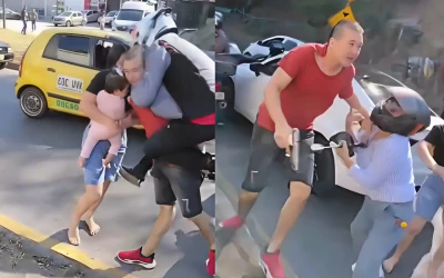 Con una llave de artes marciales, héroe desarmó a un sujeto iracundo en vía de Piedecuesta