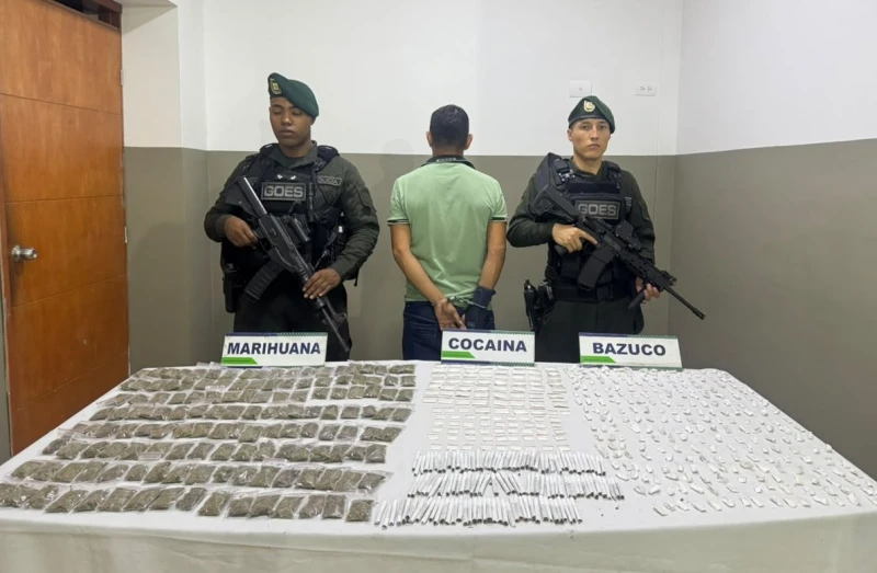 Sorprendieron a jíbaro con cargamento de perico, bazuco y marihuana en Bucaramanga