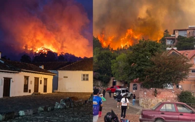 Incendio en Villa de Leyva está controlado en un 75%: fuego se aleja del casco urbano