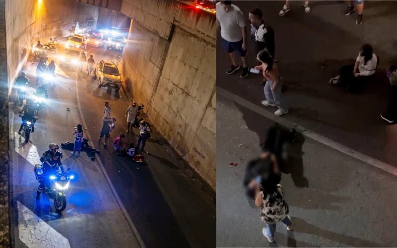 Motociclista cayó desde el puente de El Cacique: dos personas resultaron heridas