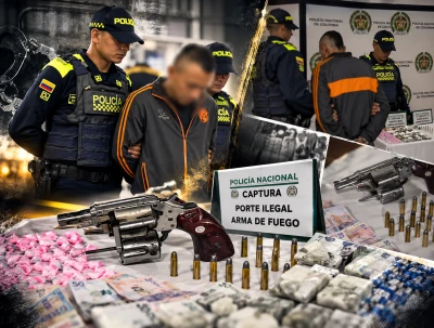 Con un revólver,  32 cartuchos, marihuana y base de coca cayó  alias ‘Bejuco’ en Girón
