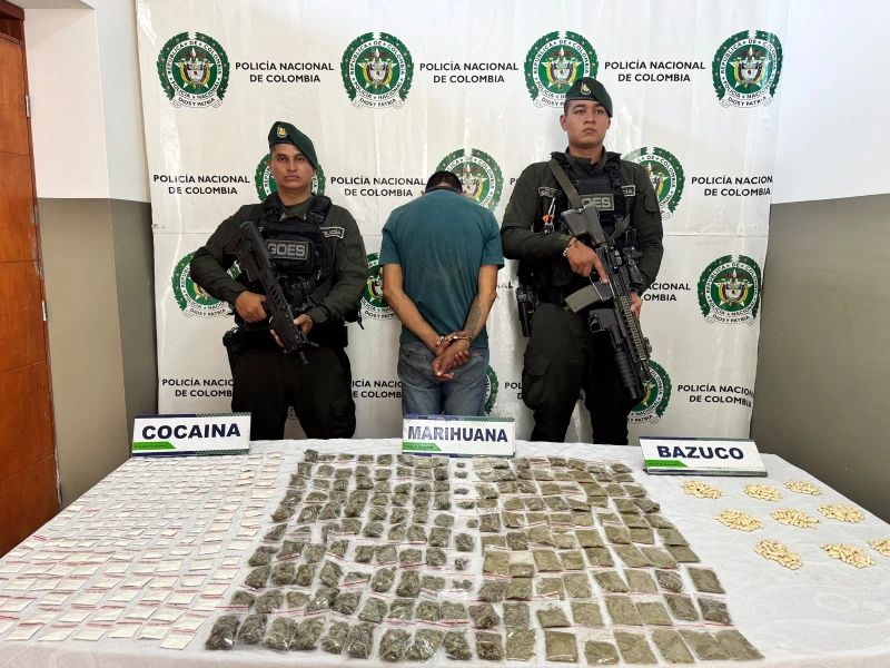 Con un carriel cargado de bazuco y marihuana: así cayó un hombre de 31 años en Bucaramanga